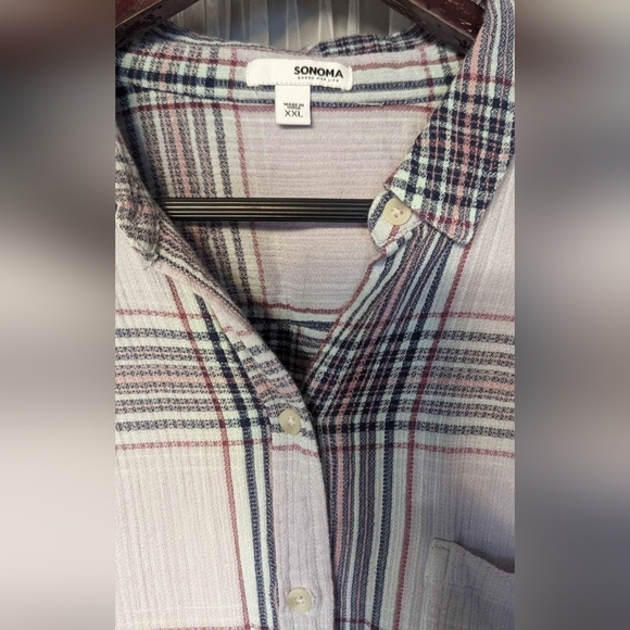 Sonoma Plaid Button Down Long Sleeve Shirt Size XXL - Picture 6 of 7